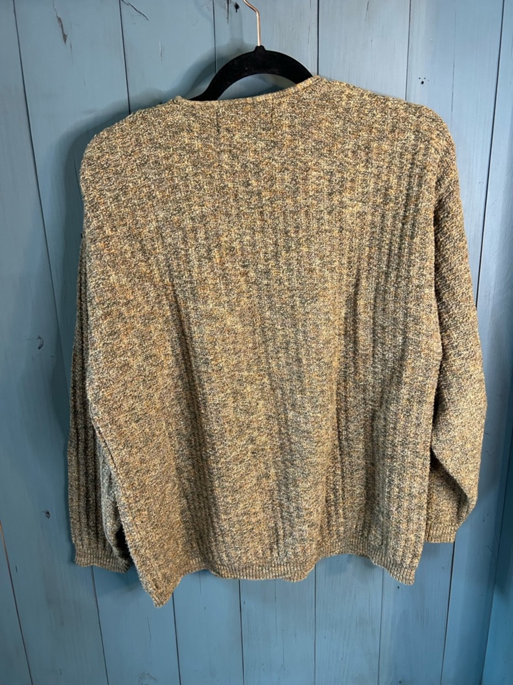 Vintage 1990’s Bill Blass Marled Green V-Neck Pullover Sweater | Medium - Picture 3 of 9